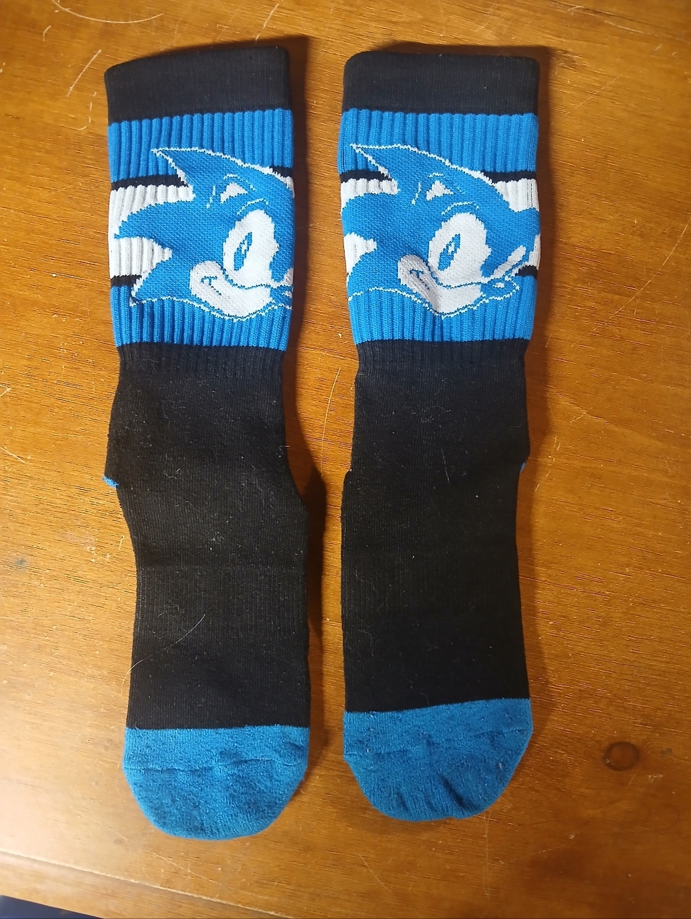 Men's Blue & Black Graphic Crew Socks with Character Motif